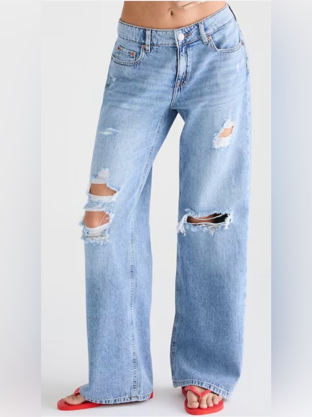 Aeropostale Light Blue Distressed Wide-Leg Jeans